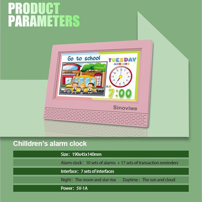 Digital Alarm Clock with 7'' HD Screen, Calendar Function,It is Perfect for Kids Aged 3-18 Years Old with Remote Control and Custom Reminder Function for Birthdays