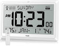 HODIK Wall Clock Atomic with Indoor Outdoor Temperature Battery Powered, Easy Reading with 10.5 Inch LCD Display, 330FT Range Table Wall Clock with DST, 12/24 Hour for Living Room Kicthen (White)