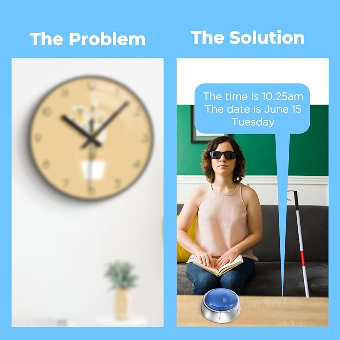Talking Alarm Clock - Announcing Time, Date, Week & Volume Control - Gift for Blind, Elderly or Visually Impaired