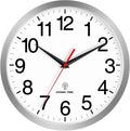 Rohioue Atomic Wall Clock Modern 14 Inch Battery Operated Analog Clock Decorative for Bedroom Kitchen Bathroom Office Home Living Room (Silver)