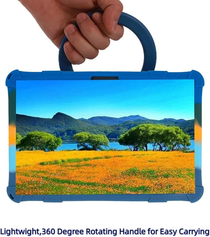 Silicone Tablet Case 360 Rotating Stand/Handle and Shoulder Strap Stylus Pen Soft Cover Compatible with COLORROOM/TUOHAITIME/JIKOCXN/WXUNJA C5 11 inch Deepblue