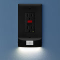2 Pack - SnapPower MotionLight [for GFCI Outlets] - Motion Detecting LED Night Lights Built-in to Wall Plate - Bright/Dim/Off Options - Auto On/Off Sensor - (GFCI, Black)