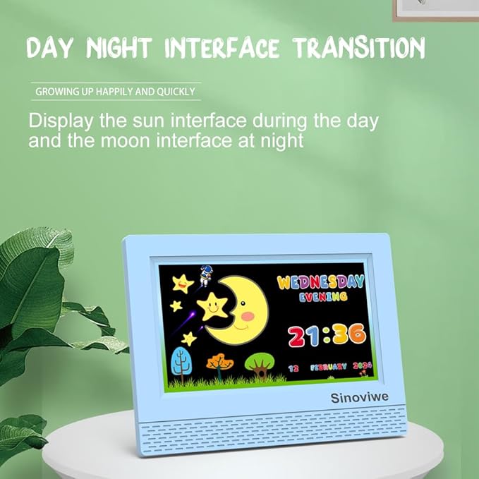 Digital Alarm Clock with 7'' HD Screen, Calendar Function,It is Perfect for Kids Aged 3-18 Years Old with Remote Control and Custom Reminder Function for Birthdays