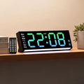 11-Inch LED Wall Clock with RGB Flowing Light, Large Digital Display for Date, Time, Temperature｜Easy to Read, Dual Alarms, Remote Control｜Modern Décor for Home, Kitchen, Living Room, Office, Yoga