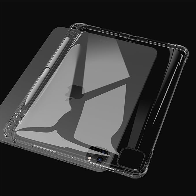 Dteck for iPad Pro 11-inch (M4/M5) Ultra Thin Clear Case 2024/2025 Release with Stylus Pencil Holder Slot - Soft TPU Slim Back Cover, Protective Lightweight Simple Tablet Case Shell (Transparent)