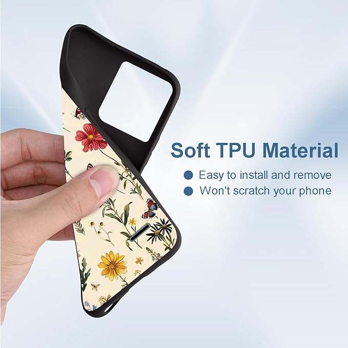 for Moto G Power 2025 Phone Case, Soft TPU Shockproof Full Body Protection Cover 6.8" for Moto G Power 2025, Lightweight Compatible Wireless Charging, Featuring Wildflowers