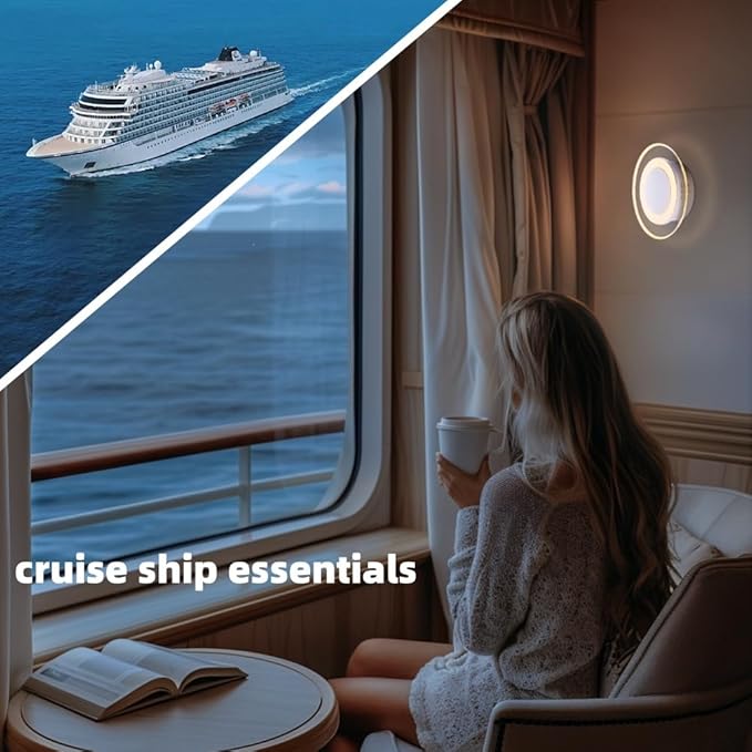 2 Pack Magnetic Motion Sensor Night Light with Stick-On Base, Cruise Rechargeable Battery Powered Cordless Glow Light, Ideal for Bedroom, Bathroom, Stairway- Moonlit