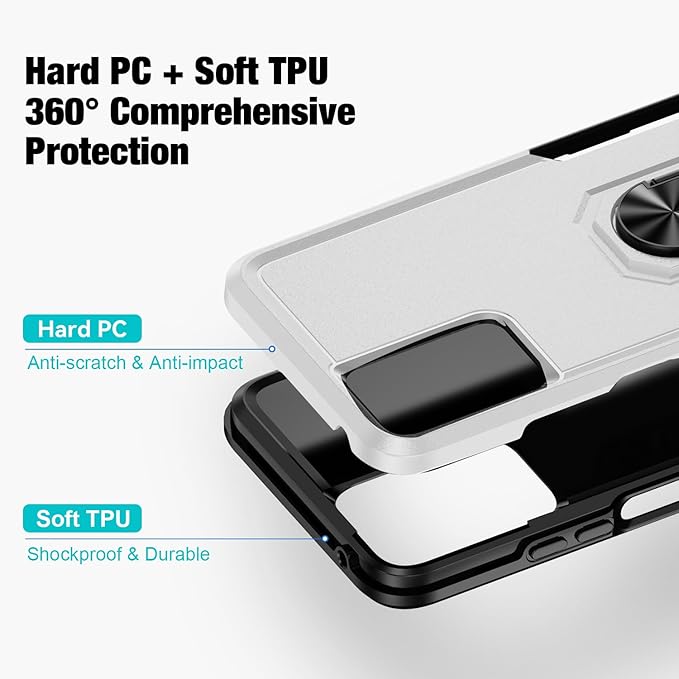for Motorola Moto G Stylus 2026/2025 Case [15 FT Military Grade Drop Protection] with 2X Tempered Glass Screen Protector, Heavy-Duty Shockproof Magnetic Kickstand Case White