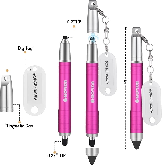 Stylus Pen for iPhone, Universal Capacitive Stylist Pens for Touch Screens with Magnetic Cap, Kids Stylus Pens Pencil for Ipad iPhone Mini Pro Air Chromebook Kindle Samsung - Pink