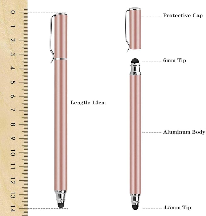 Pink Stylus Touch Screen Pen Compatible with iPad Pro 11,13 (2025) / iPad Air 11,13 (2026) - Fiber Tip Aluminum Lightweight