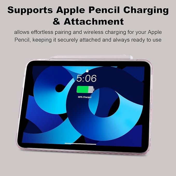 Dteck for Apple iPad Pro 11-inch (M4/M5) 2024/2025 Release Slim PU Leather Case with Stand Function, Easy to Charge Pencil, Lightweight Protective Stylish Cute Thin Tablet Back Cover Shell, Pink