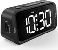 Odokee Digital Dual Alarm Clock for Bedroom, Easy to Set, 0-100% Dimmer, USB Charger, 5 Sounds Adjustable Volume, Weekday/Weekend Mode, Snooze, 12/24Hr, Battery Backup, Compact Clock for Bedside