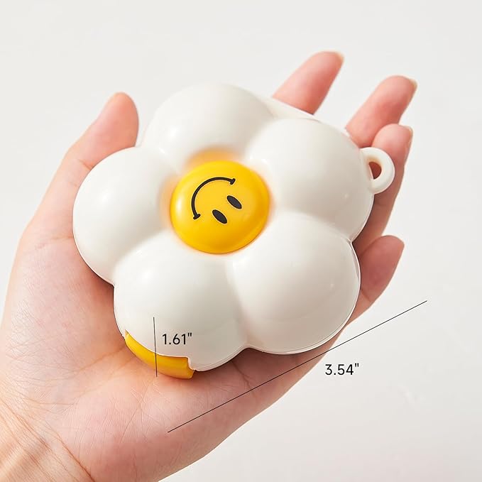 2 Pack Small Pill Organizer Travel Pill Case for Purse, 6 Compartment Pill Box with Stickers, Floral Smiley Weekly & Daily Vitamin Medication Organizer(Cream White)