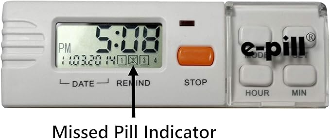 e-Pill MedGlider Pill Organizer, Vitamin and Medicine Pill Box Reminder with Attached 4 Compartment Pill Box