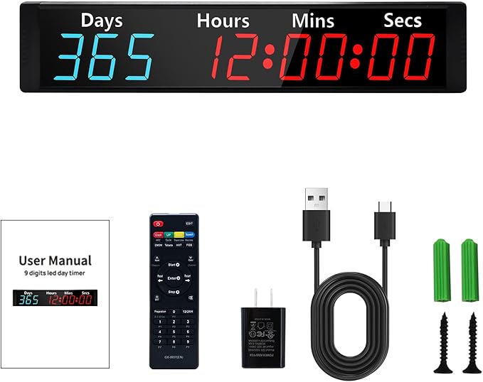 LUCKY TIME Christmas Countdown Clock with RGB Color | 999 Days LED Countdown Clock with Auto Date Calculator & Direct Days Input, Large Display for Christmas Holiday Retirement Wedding Event