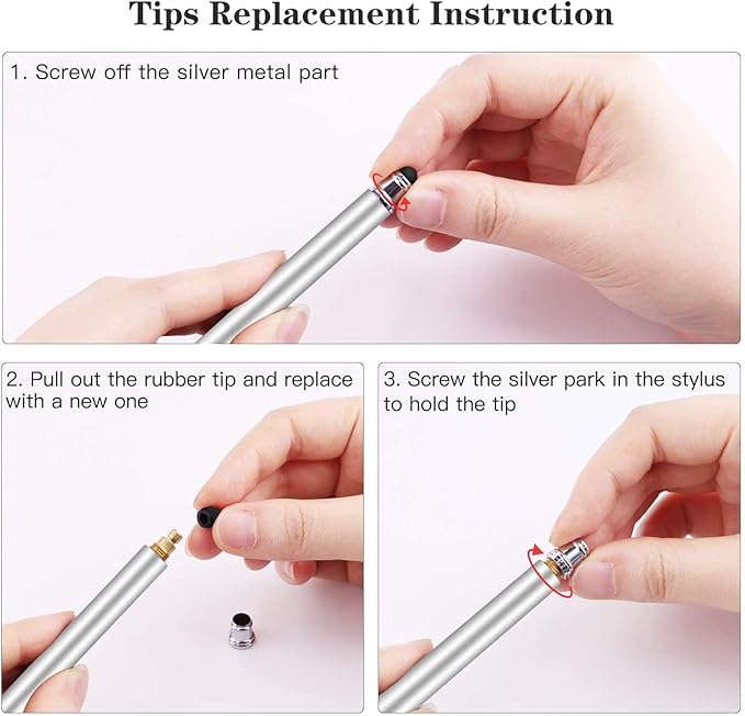 Stylus Touch Screen Pen Compatible with OnePlus 15/15R - Fiber Tip Aluminum Lightweight Silver Color