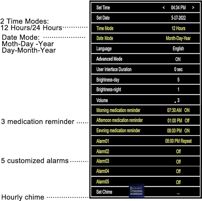 Aowasi 8 Alarms Digital Clock, Extra Large Display Wall Digital Day Calendar Clock with Non-Abbreviated Day & Month Alarm Clocks for Seniors Impaired Vision Dementia Elderly Alzheimer