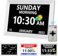 MRCHYDZ 10 Inch Clock with Day and Date for Elderly Large Display Digital Clocks 12 Alarm 3 Display Modes Large Font Alzheimer's Clock Alarm Clocks for Seniors Auto DST 10in White