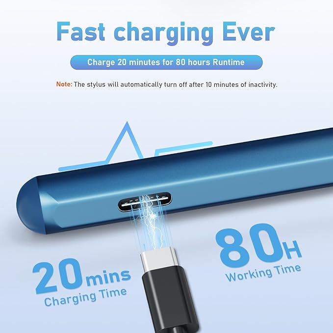 Stylus Pen for HP Envy X360 Pavilion X360 Specter X360 Spectre X2 Envy X2 Rechargeable MPP 2.0 Tilt Active Pen with 4096 Pressure Sensitivity, Palm Rejection, Tpye-c Charge, Blue
