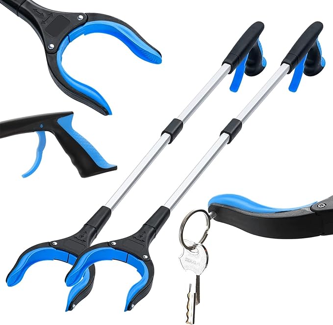 2-Pack Reacher Grabber Tool, 32" Grabbers for Elderly, Lightweight Extra Long Handy Trash Claw Grabber, Mobility Aid Reaching Assist Tool for Trash Pick Up, Nabber, Litter Picker, Arm Extension