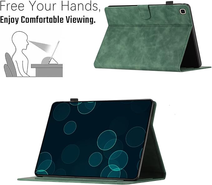 Dteck for Galaxy Tab S6 Lite (10.4") Tablet Case 2024/2022/2020 (SM-P620/P610), PU Leather Slim Folio Case with Auto Sleep Wake/Adjustable Stand, Lightweight Cute Butterfly Cover with Stylus (Green)