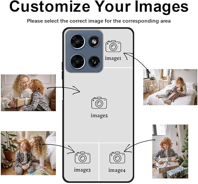 Custom Photo Case for Motorola Moto G Play 2026, Create Your Own Picture Collage Phone Case, Soft Drop Protection, Personalized Anti-Scratch TPU Soft Cover, Gifts for Family Friends, Black