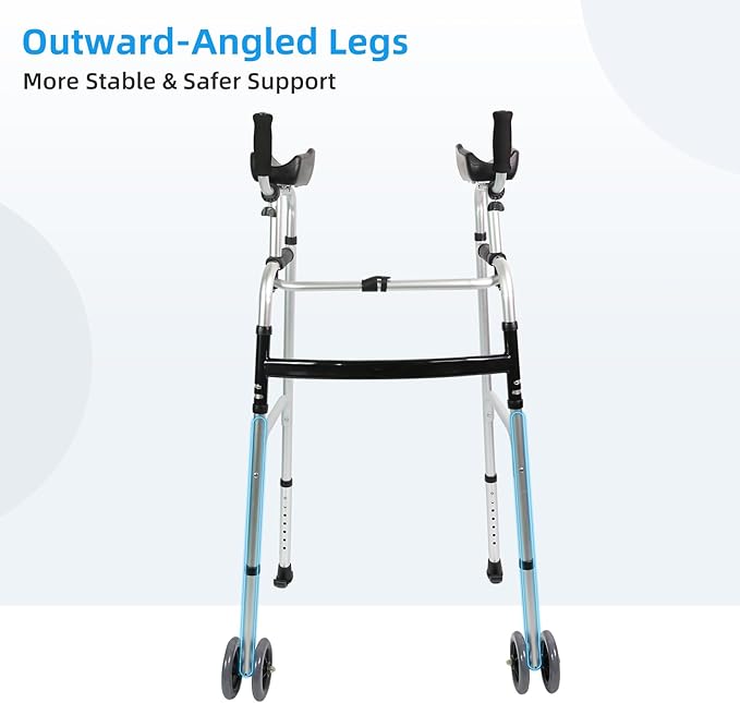 2 Pack Dual-Wheel for Walkers - 5 Inches Replacement Front Walker Wheels, All Terrain Drive Walker Wheels, Wear-Resistant PU Tires, Anti-Slip, and Durable ABS Wheel Hub, Grey