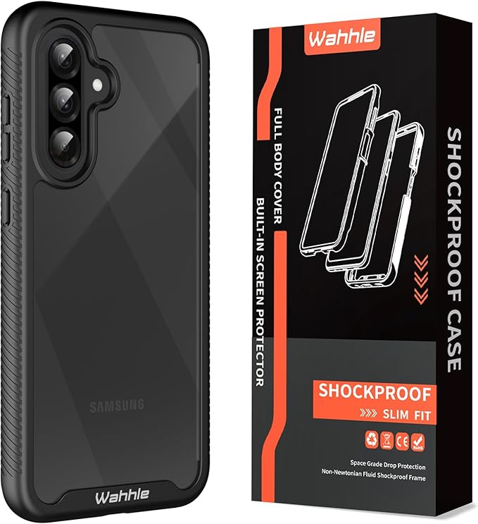 wahhle Compatible with Samsung Galaxy A56/A36 Case, Built in Screen Protector Full Body Shockproof Slim Fit Bumper Protective Phone Cover for Samsung A36/A56 5G Men Women-Black/Clear