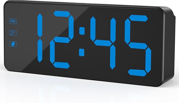 KWANWA Digital Alarm Clock with 3-Level Dimmer & Battery Backup | 2.4" Jumbo LED Display, Auto Night Mode, 7-Min Snooze, Dual Power (UL Adapter + 59in Cord) | Compact for Bedroom, Travel, Office