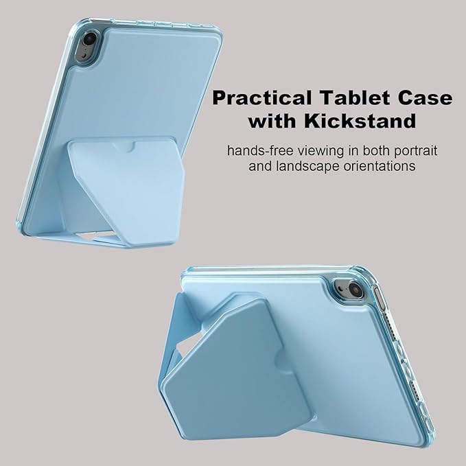 Dteck for iPad mini (A17 Pro), Mini 6 (6th Generation) 8.3" Slim Case with Kickstand/2 Screen Protector Films/Stylus, Ultra Thin Lightweight Solid Color PU Leather Protective Back Cover Shell, Blue