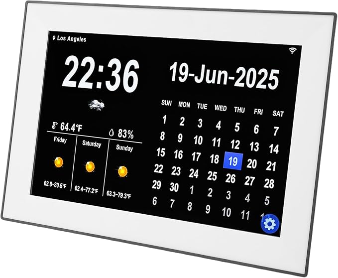 Focket Digital Clock with Date and Day, 10.1 Inch Large Display Touchscreen Calendar Clock 64 Alarms 64 Reminders, Dementia with Temperature Humidity for Elderly Seniors (US Plug)