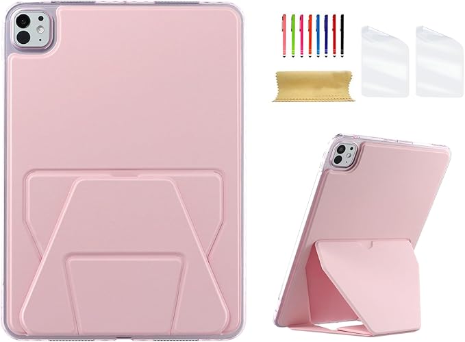 Dteck for Apple iPad Pro 13-inch (M4/M5) 2024/2025 Release Slim PU Leather Case with Stand Function, Easy to Charge Pencil, Lightweight Protective Stylish Cute Thin Tablet Back Cover Shell, Pink
