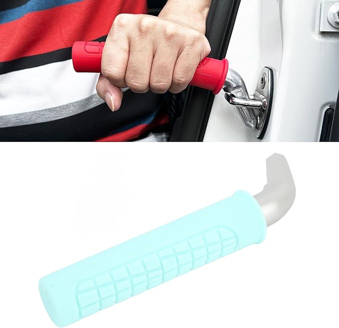 Car Door Handle Assist Bar 2Pcs Set | 500lbs Support & Ergonomic Grip | Portable Vehicle Handle for Seniors/Disabled | Secure - Grip Design (Green)