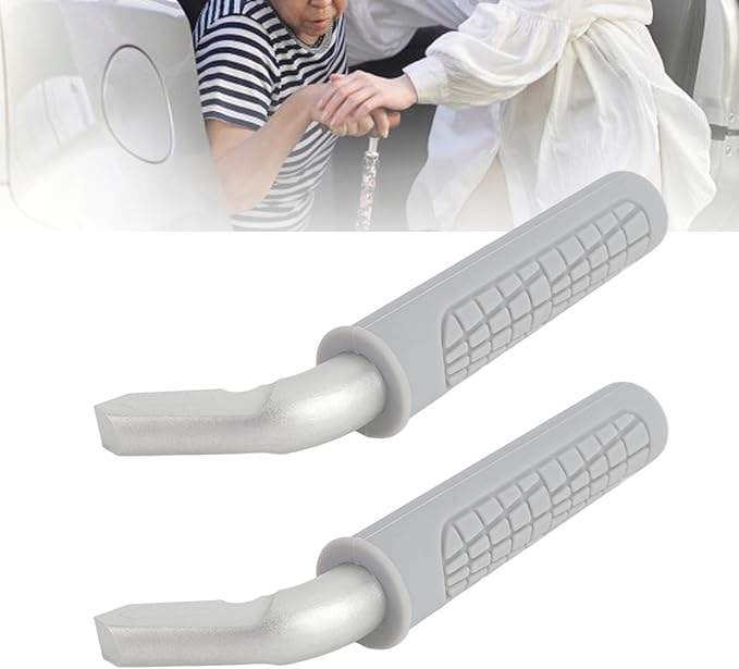 2PCS Car Door Assist Handles, Non Slip Silicone Grip Automotive Grab Support Bar, Ergonomic Portable Handle for Seniors and Mobility Assistance with Aluminum Alloy Frame for Most (Grey)