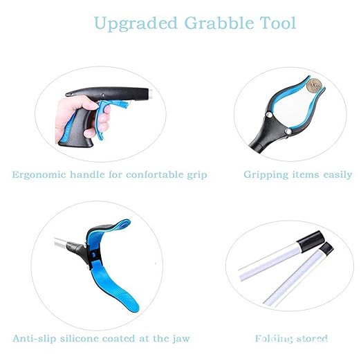 32" Foldable Grabber Reacher for Elderly, Mobility Aid Reaching Assist Tool Pickup Tool Trash Gripper,Yellow(Orange)