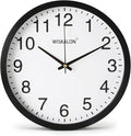 WISKALON 10 inch Silent Non-Ticking Elegant Black Frame Wall Clock,Classic Digital Wall Clocks with Glass,Battery Operated Easy to Read Decorative for Home Office School Kitchen White