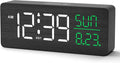 Peakeep Wooden Digital Alarm Clock Large Display, Textured Decoration for Bedroom, Living Room, Plug in Clock with Time Date Day, 5 Brightness, Auto DST
