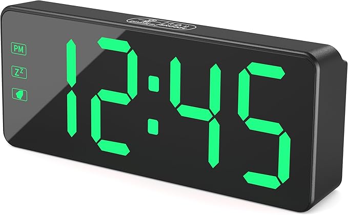 KWANWA Alarm Clock for Heavy Sleepers - 2.4" Super Bright LED with 3-Stage Dimming, 7-Min Snooze, Anti-Power Outage Design/Battery Backup (UL Adapter + 59" Charging Cable Included)