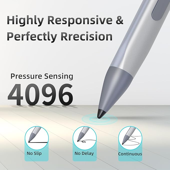 Stylus Pen for ASUS Transformer/Mini/ASUS Zenbook Flip/Pro/ASUS Vivobook Flip/Pro/Duo/ASUS Notebook, Rechargeable MPP 2.0 Tilt Pen with 4096 Pressure Sensitivity, Triangular Pen Body Design, Silver