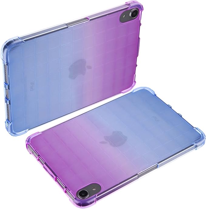 Dteck for iPad Mini 8.3 Inch (A17 Pro/6th Generation) 2024/2021 Cute Translucent Back Cover, Ultra Thin Lightweight Slim TPU Case with Reinforced Corners, Protection Shock-absorbing Shell, Purple Blue