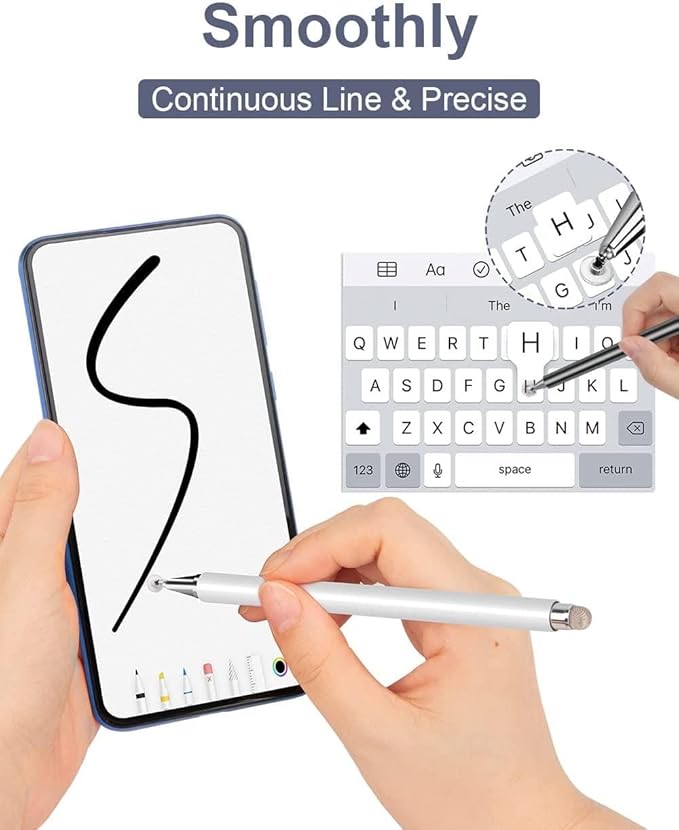 Stylus Touch Screen Pen Fiber Tip Compatible with iPad Pro 9.7" (1st Gen)/iPad 9.7" (5th/6th Gen), Aluminum Lightweight Silver Color
