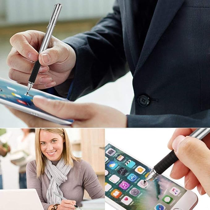 Mixoo Universal Stylus Pen for Touchscreen iPhone iPad Android Tablet Apple Kindle Switch Chromebook Galaxy All Touch Screens, Disc & Fiber Tip 2 in 1 Stylus Pens for Touch Screens (6 Pack Grey)