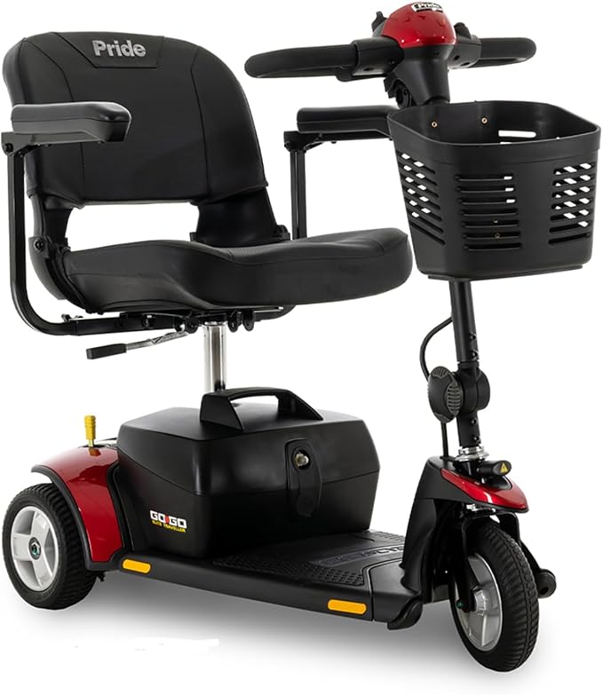 Pride GoGo Elite Traveler 3-Wheel Mobility Scooter, Feather-Touch Disassembly, with 5-Year Extended Warr (18 AH Battery (Up to 10.5 Mile Range))