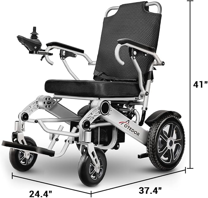 Aotedor 30 Miles Long Travel Range, Electric Wheelchair for Adults Power Wheelchairs Lightweight Foldable All Terrain Motorized Wheelchair for Seniors Compact Portable Airline Approved