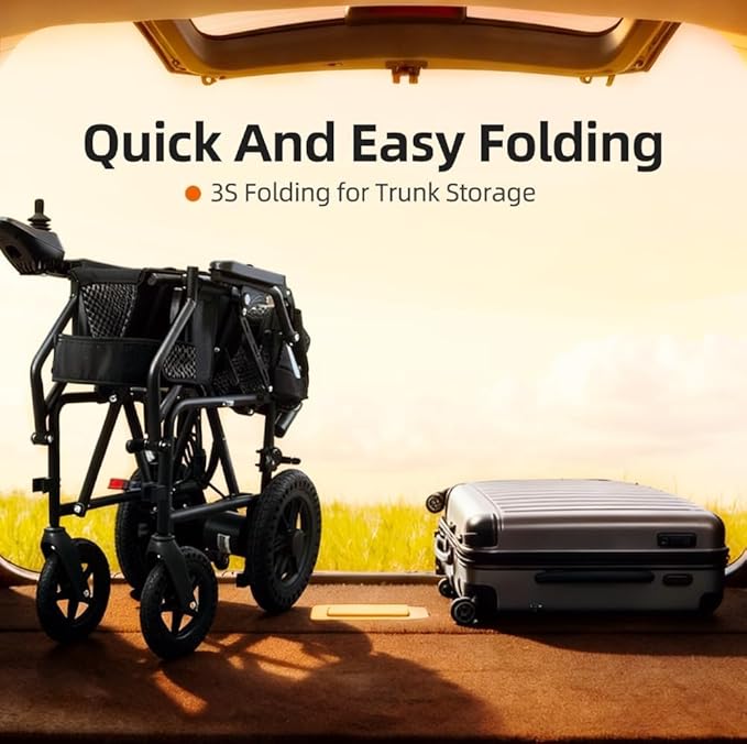Hassky Folding Electric Wheelchair for Seniors, 15+ Miles Range Powered Electric Wheelchairs for Adults All Terrain Motorized Wheelchair for Travel