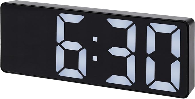 Large Digital Alarm Clock Big Numbers for Seniors & Visually Impaired, 3-Level Dimmable Brightness, Snooze, Used by Plugging for Bedroom, Office, Dorm 6.3" L x 1" W x 2.4" H White