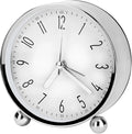 Welltop Analog Alarm Clock, 4 inch Super Silent Non Ticking Small Round Clock with Arabic Numerals Beep Sounds, Battery Operated, Lighted on Demand and Snooze, for Bedrooms Bedside Desk, Easy Set
