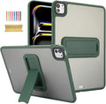 Dteck for iPad Pro 11-inch (M4/M5) 2024/2025 Release Thin Clear Case with Foldable Kickstand, Slim Fit and Lightweight, Scratch Resistant Protective Simple Transparent Tablet Back Cover Shell, Green