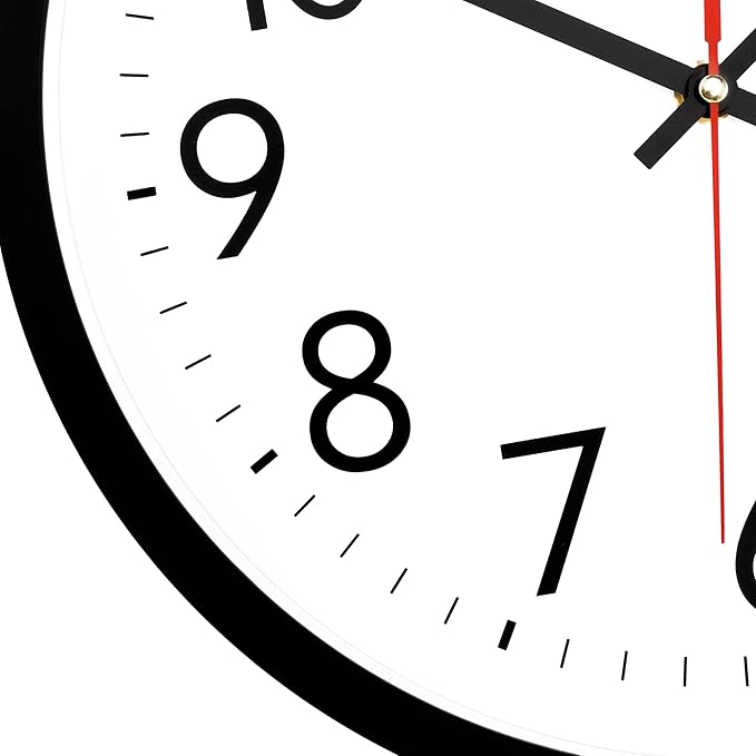 Lumuasky Wall Clock Silent Non-Ticking 12 Inch Quartz Battery Operated Round Analog Wall Clock with Easy to Read Large Numbers for Classroom,School, Office, Living Room, Bedroom,Kitchen