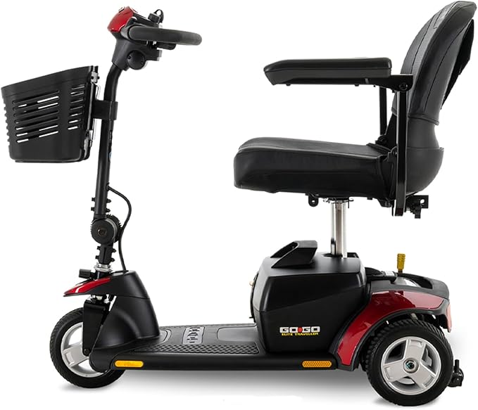 Pride GoGo Elite Traveler 3-Wheel Mobility Scooter, Feather-Touch Disassembly, with 5-Year Extended Warr (18 AH Battery (Up to 10.5 Mile Range))